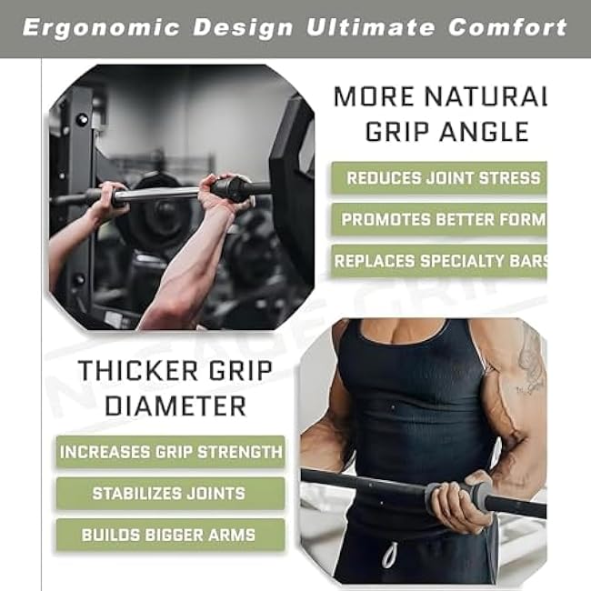 Angled Barbell Grips - Anti-Slip Ergonomic Grips to Reduce Joint Pressure, Angleds Barbells Grip for Bench Press for Biceps Triceps and Forearm Dumbbell Grip for Arm Training