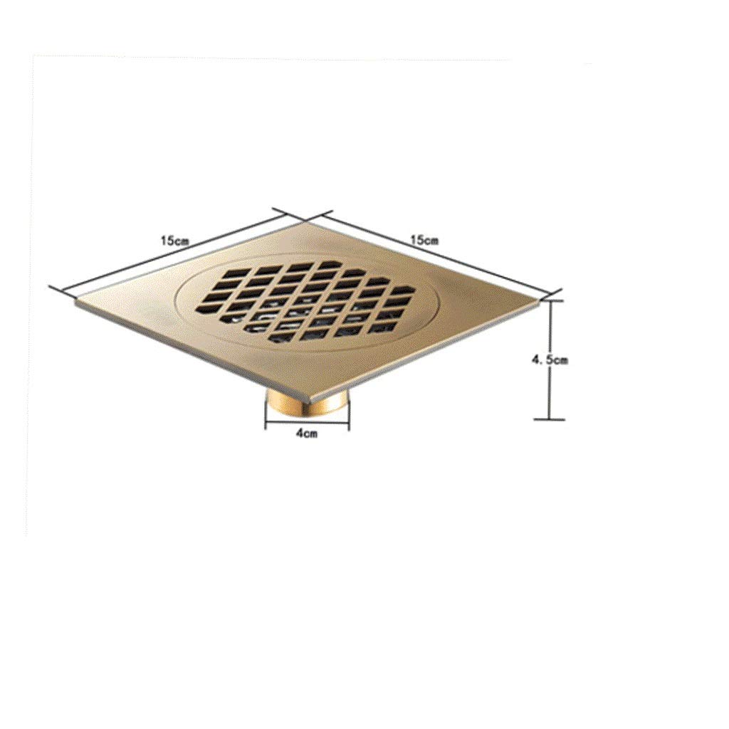 Scarico a Pavimento in Rame, Scarico a Pavimento for Bagno, Doccia Quadrata, Filtro di Scarico for lavandino, Oro