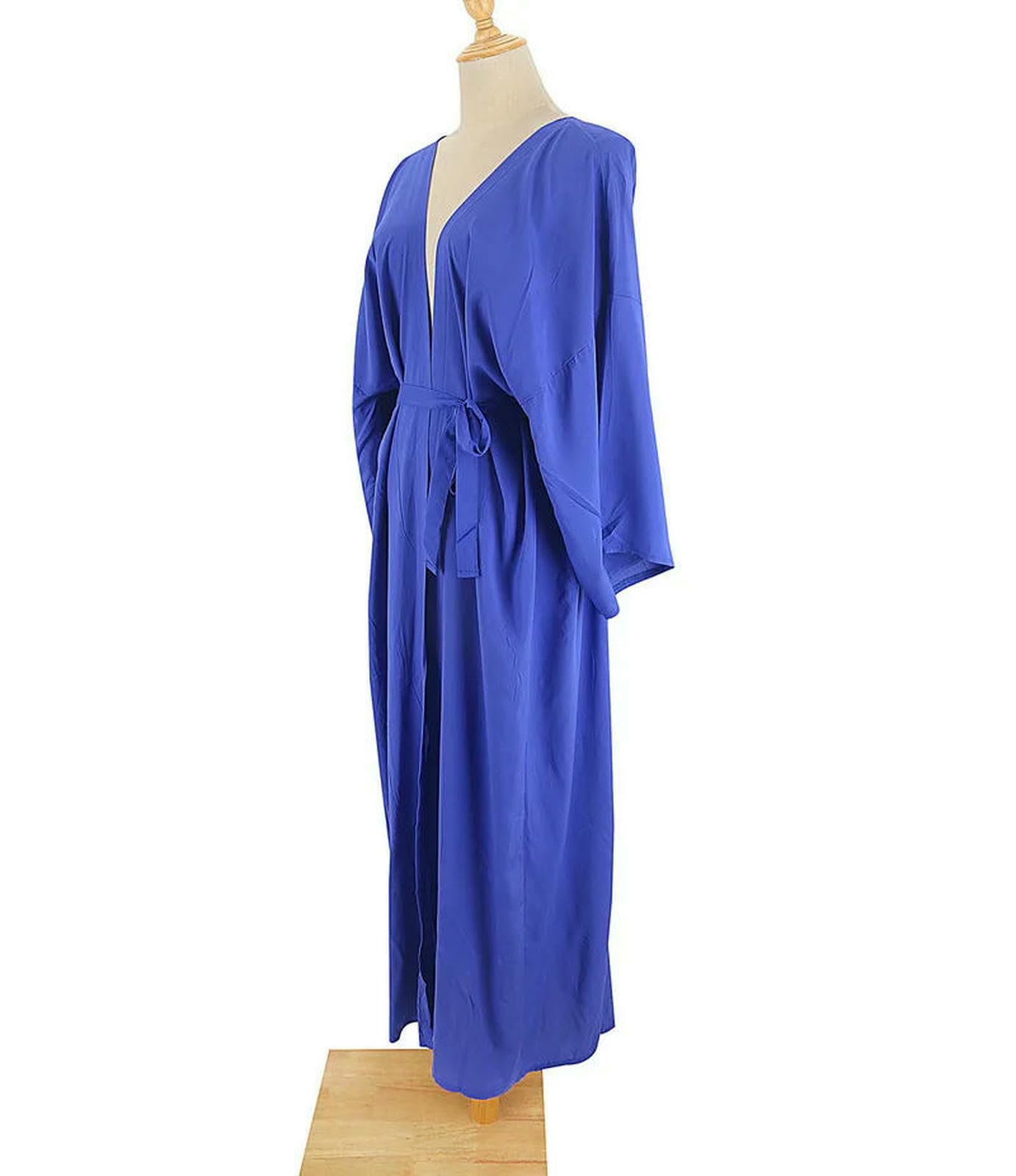 Copricostume da Spiaggia Coperchio di Bikini Cotone ups Beachwear Kimono Beach Robe Maxi Long Women Welf Cardigan Swimsuit Covers-Blu-Una Dimensione