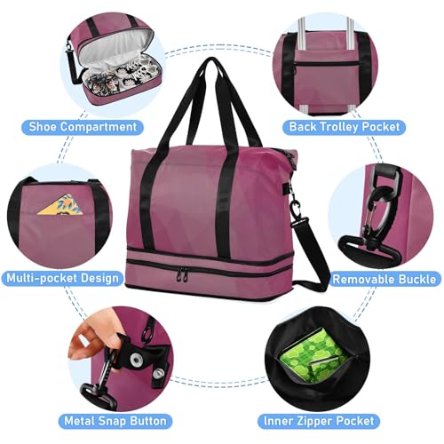 Pink Gradient Large Bag Sports Gym Tote Bag with Adjustable Strap for Trip Waterproof 5
