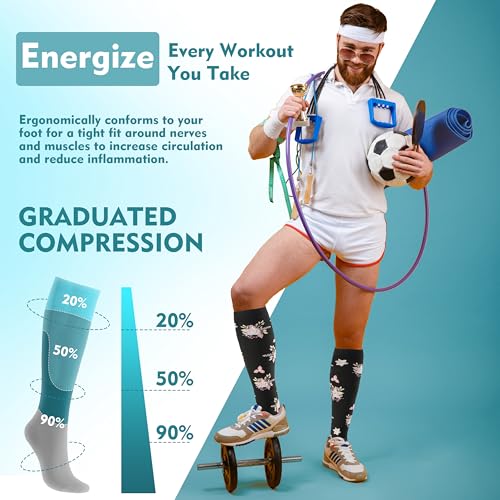 6 Pairs Compression Socks for Women Men 20-30mmhg Graduated Support Knee High Socks for Nurse Travel Flight4