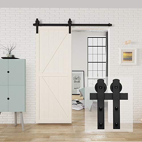 HomLux 5ft Heavy Duty Sturdy Sliding Barn Door Hardware Kit, Single Door-Smoothly