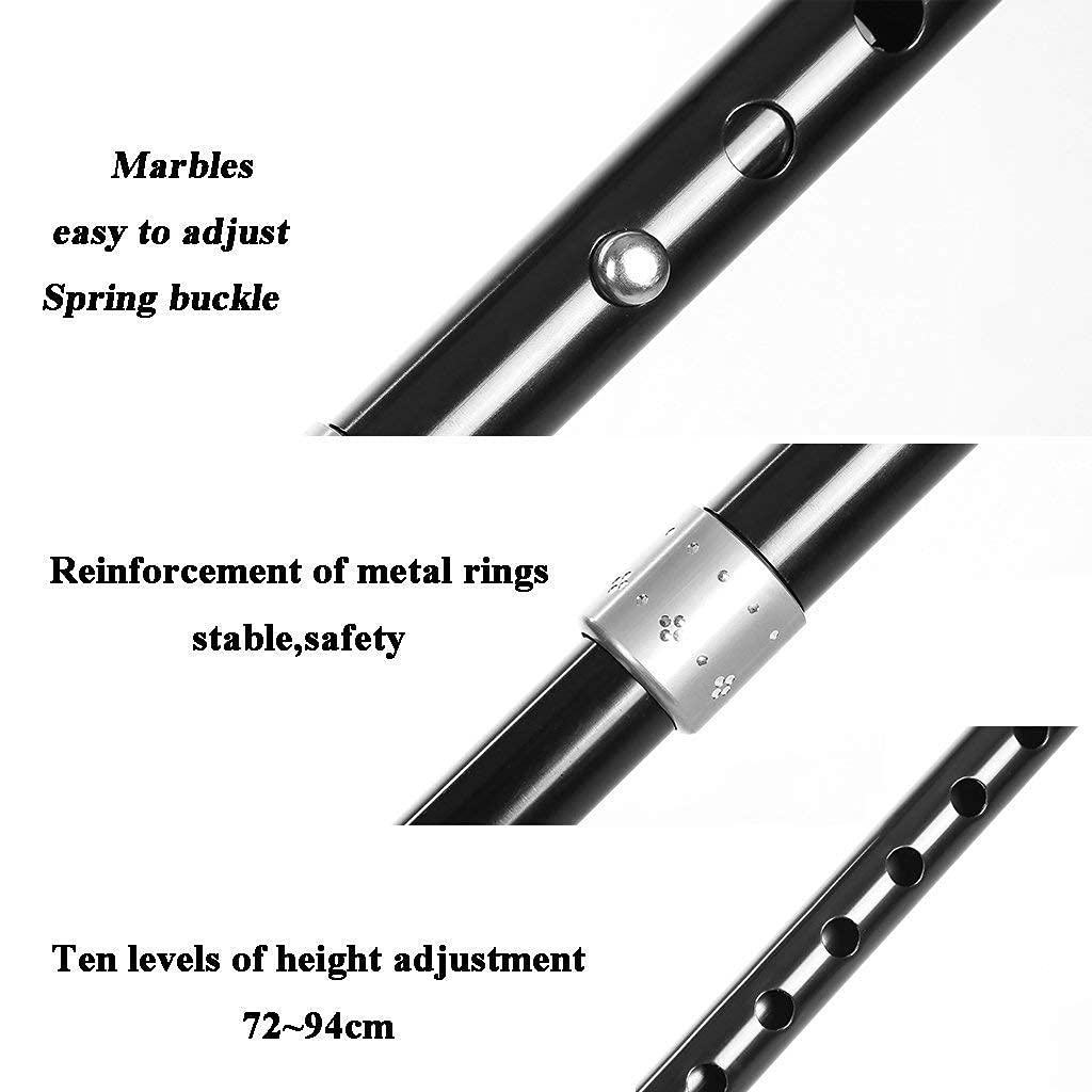 Chodziki dla seniorów Laski/kule Laski ze stopu aluminium ze światłem LED Ergonomiczny uchwyt 10 regulowanych poziomów wysokości dla starszych mężczyzn lub kobiet chodzik, trwała pomoc w poruszaniu