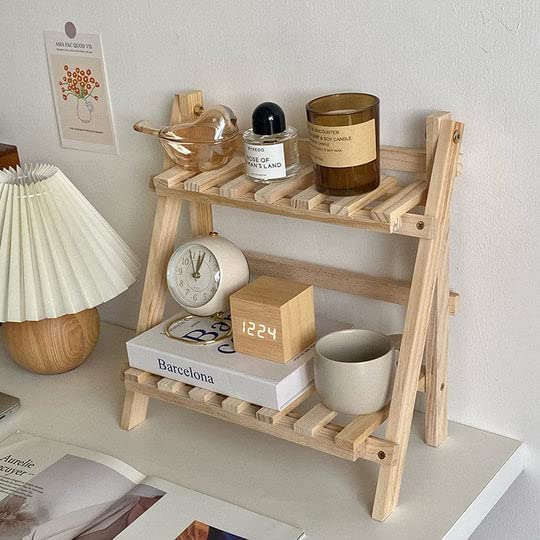 MAHOKSHA Teak Wooden Two-Tier Desk Shelf: Functional and Stylish