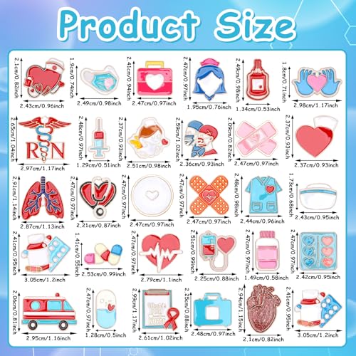 Image of SANNIX 60Pcs Nurse Pins, Medical Enamel Lapel Pins Cartoon Heart Stethoscope Pill Ambulance Brooch Pin Nurse Doctor Backpacks Pin Badge Nurse Day Gifts for Clothes Bags Hats Accessories, 30 Styles