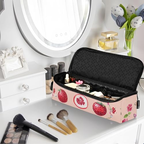Bolsa de viaje para herramientas de cabello para mujeres con tapete resistente al calor removible, estuche portátil para planchas para el cabello, herramientas de calor y accesorios de cuidado capilar, diseño frutal rojo-cassis melocotón miniatura 7