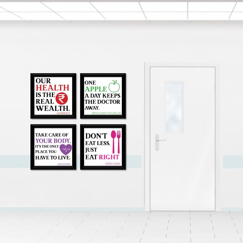 Image of JABSY Doctor Hospital Health Facts Medical Physiotherapy Dentist Wall Decor Poster Framed Gift (7 Inch Square Frame - Set of 4) (Hospital S024)