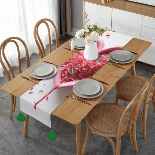 Chemin de table rustique haut de gamme à pompons cœurs 35,6x152,4 cm - 2