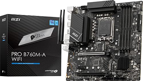 MSI PRO B760M-A WiFi ProSeries Motherboard (Supports 12th/13th Gen Intel Processors, LGA 1700, DDR5, PCIe 4.0, M.2, 2.5Gbps LAN, USB 3.2 Gen2, Wi-Fi 6E, mATX)