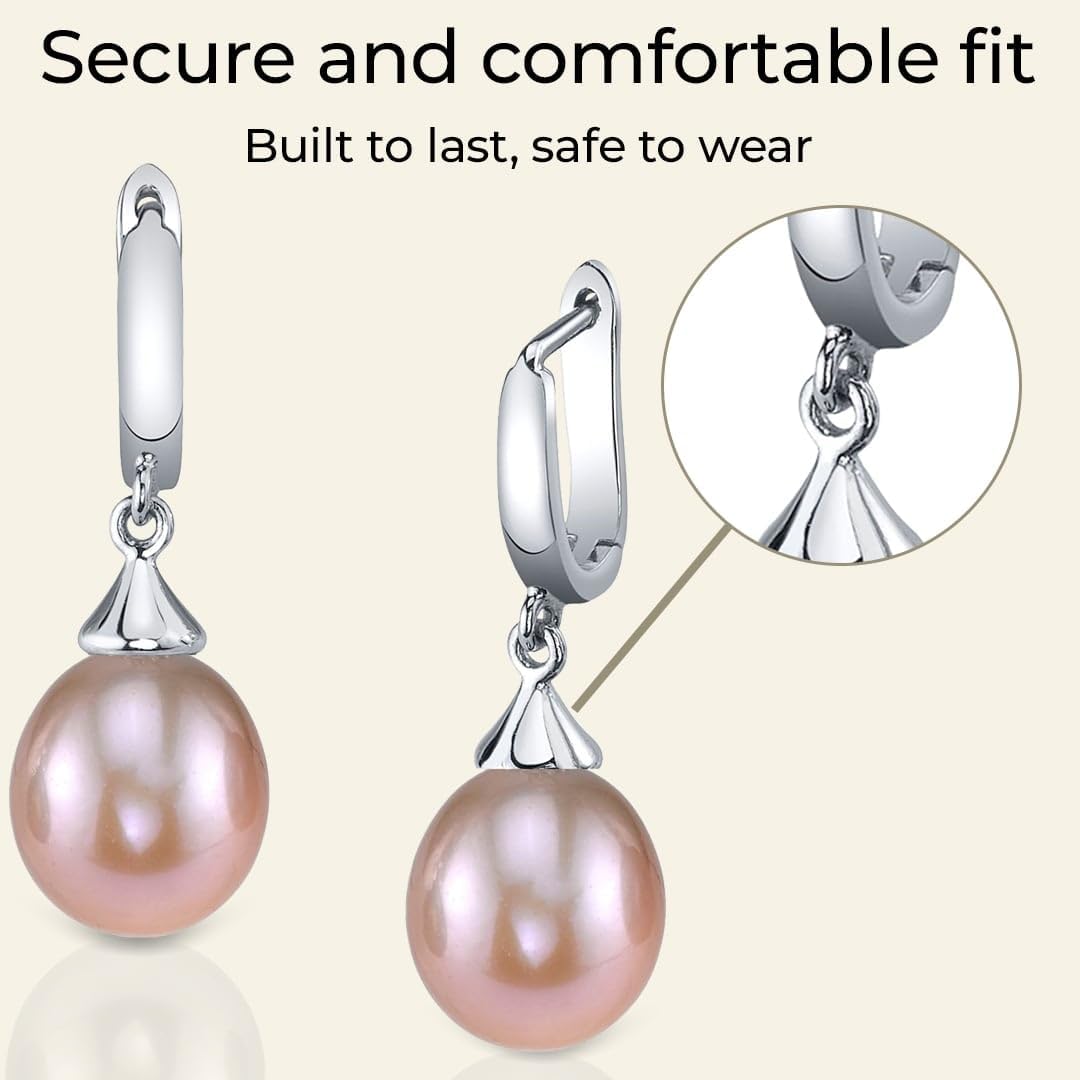 THE PEARL SOURCE Drop Shape Pink Freshwater Cultured Pearl Elegance Earrings for Women - Image 7