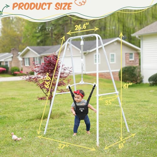 2 in 1 Baby Jumper & Swing, Baby Jumper for Indoor and Outdoor Use, Baby Swing with Foldable Stand, Stable Toddler Swing Set - Thumbnail 5