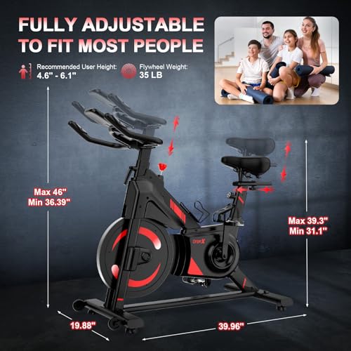 Exercise Bike, Dripex 2023 Upgrade [Super Silent Belt Drive] Indoor Stationary Bike with Tablet Holder, LCD Monitor for Home Bicycle Workout
