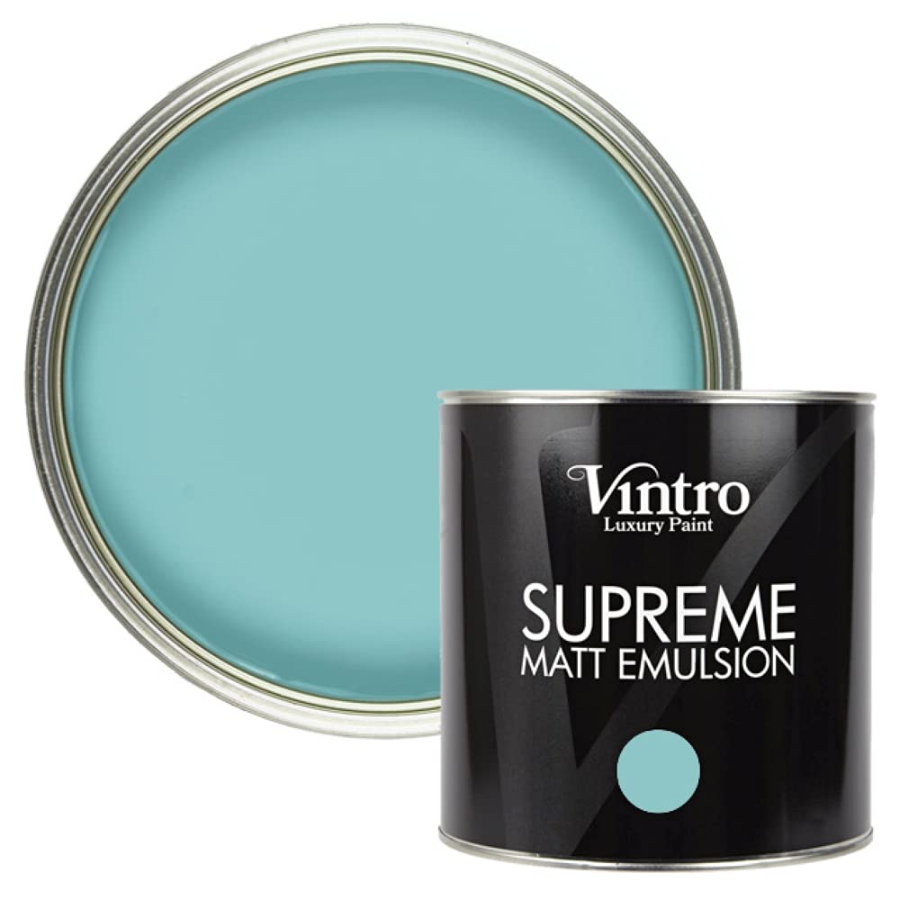 Vintro Paint Christabelle (Turquoise) Vintro | Luxury Matt Emulsion | Turquoise | Smooth Chalky Finish | Multi Surface Paint | For Walls, Ceilings, Wood And Metal | 2.5L (Christabelle)