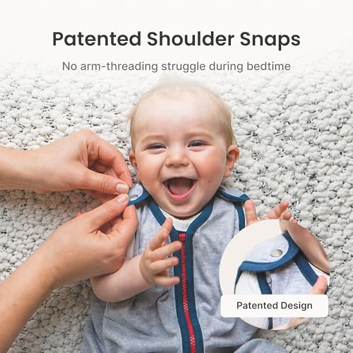 Image of Baby Deedee Sleep Nest Lite - Cotton Sleep Sack 0.6 TOG 0-6M Gray Stripe | Patented shoulder snaps and full-length zipper support easy dressing and diaper changes for warmer routines