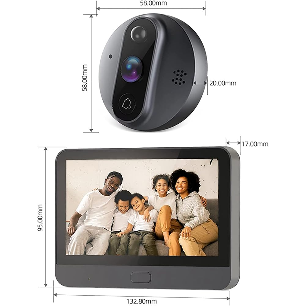 Smart Tuya 1080P WiFi Sonnette de porte Judas Caméra Plastique 4,3 pouces PIR FHD Infrarouge pour Alexa Google