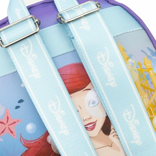 Little Mermaid Mini Backpack for Kids Set - Bundle with 13” Ariel Bag with Front Pocket and Water Bottle | Little Mermaid Backpack Purse3