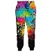 Pantalones Basculador Imprimir Pantalones Deportivos Divertido Color de la Pintura Joggers Bolsillos Harem Pantalones Encuadre de Cuerpo Entero Black XL