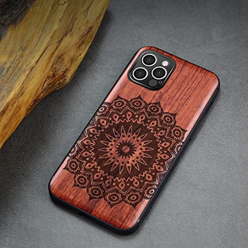 Coque bois iPhone XS Max antidérapante motif Mandala A72