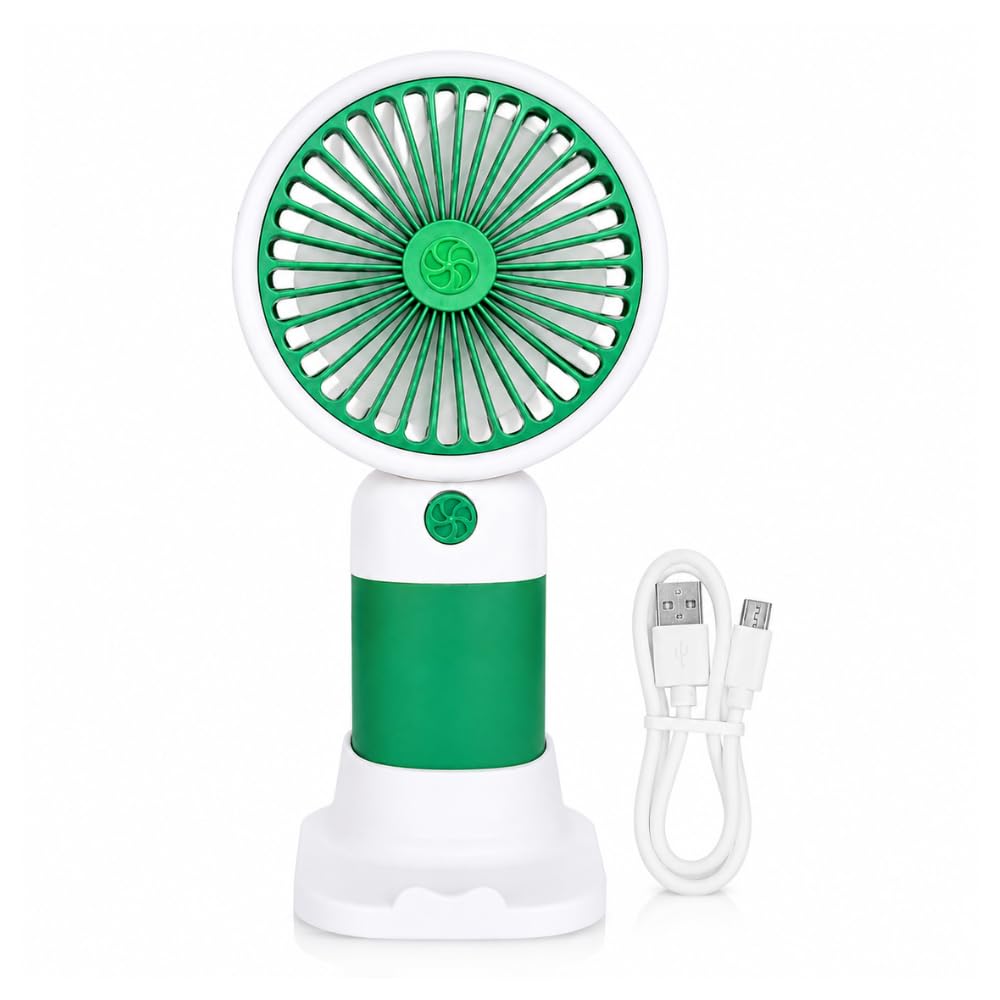 Portable Rechargeable Hand Fan, Mini USB Fan with 3 Speed Strong Wind, 2000mAh Battery Operated Personal Cooling Fan, Pocket Handheld Fan for Travel, Office, Home, Camping & Outdoor, Green-image-22