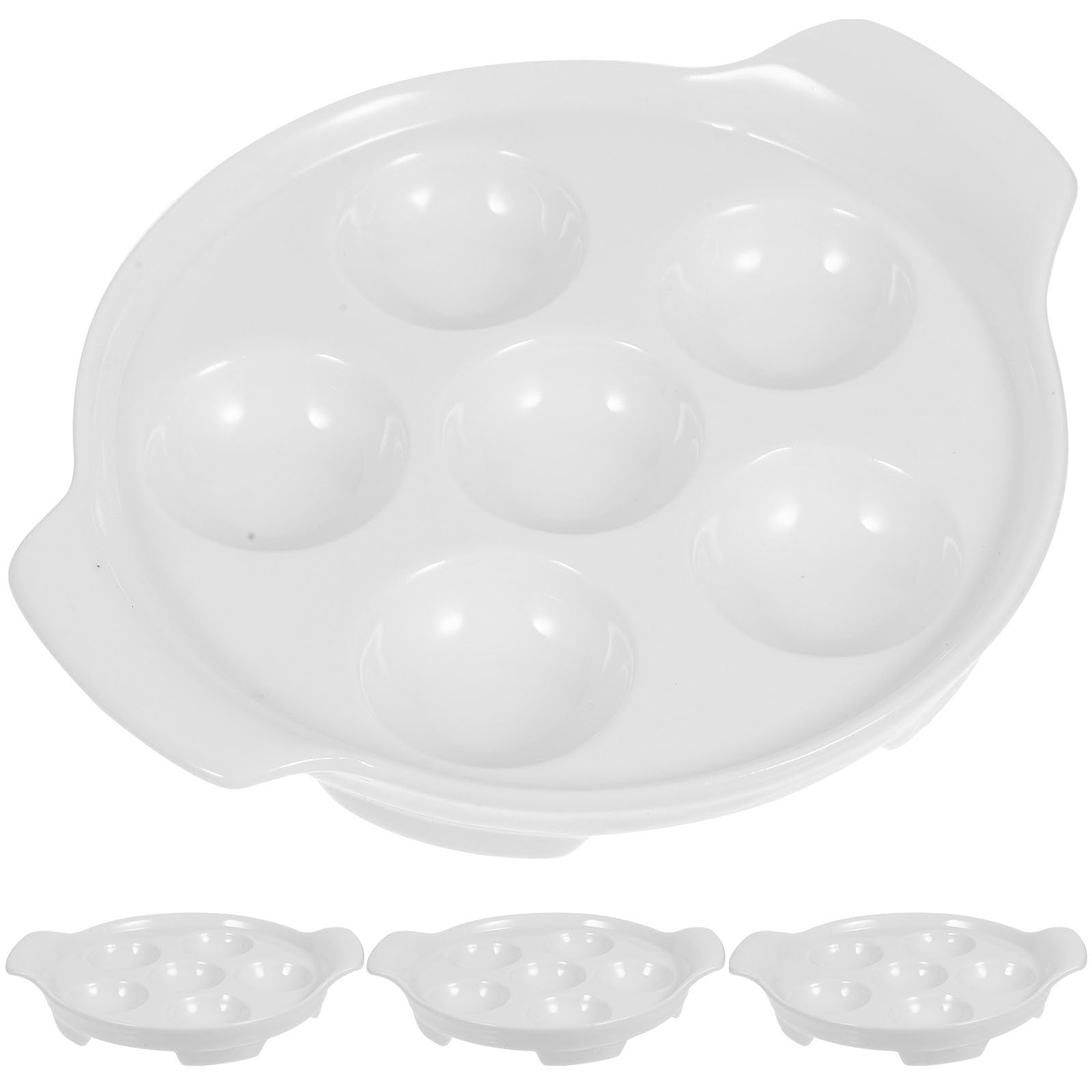 Plat à Escargots en Porcelaine Blanche 4 Pièces Plusieurs Fentes, Cuisson Simultanée, Adapté pour Repas Familiaux et Utilisation Professionnelle
