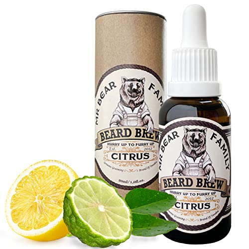Mr Bear Family Beard Oil Men - Citrus - nutre y favorece el crecimiento barba - aceite barba hombre con jojoba y aceite de argán - Aceite para el cuidado barba hombre - aceite barba hidratante 30ml Cover