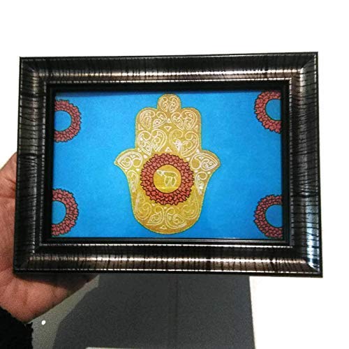 Hamsa print with gold tone frame. Ideal Housewarming gift handmade handpainted. Home decor. Wall decor