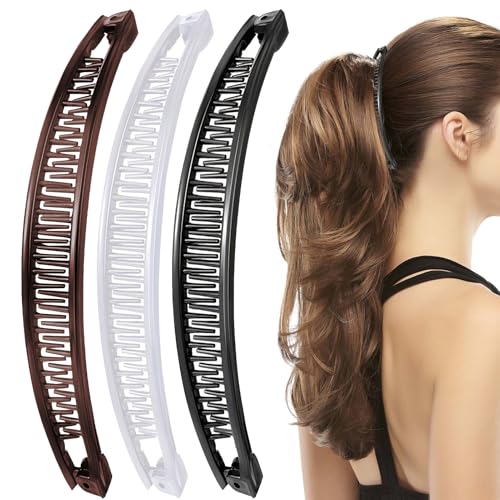 Menibeuty 3Pcs Pinzas para el Pelo de Plátano, Banana Clip Para Mujeres Niñas, Simple Fashion Banana Hair Clip, Vintage Accesorio para el Cabello para Mujeres y Niñas