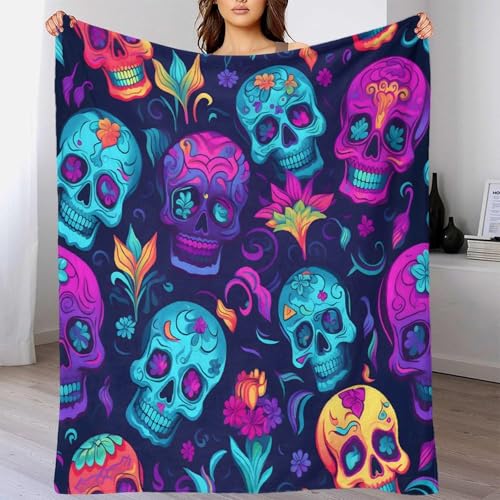 Couverture Sugar Skulls chaude et infroissable en microfibre douce - 4