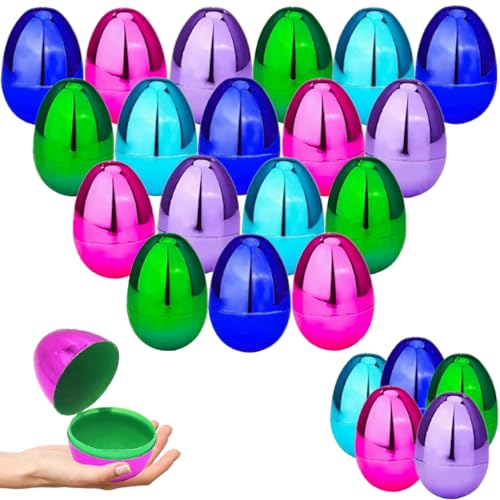 The Dreidel Company Fillable Easter Eggs (24-Pack) Metallic Bright Colors with Hinge Bulk Plastic Easter Eggs, Perfect for Easter Egg Hunt, Surprise Egg, Easter Hunt, 2.25