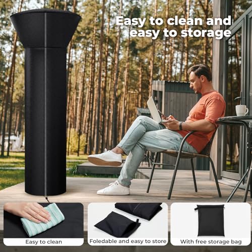 Patio Heater Covers, Heavy-duty and Weather-resistant Oxford Fabric, Waterproof, Dust-proof, Snow-proof, Windproof, with Zipper and Storage Bag (Round Stand Up)