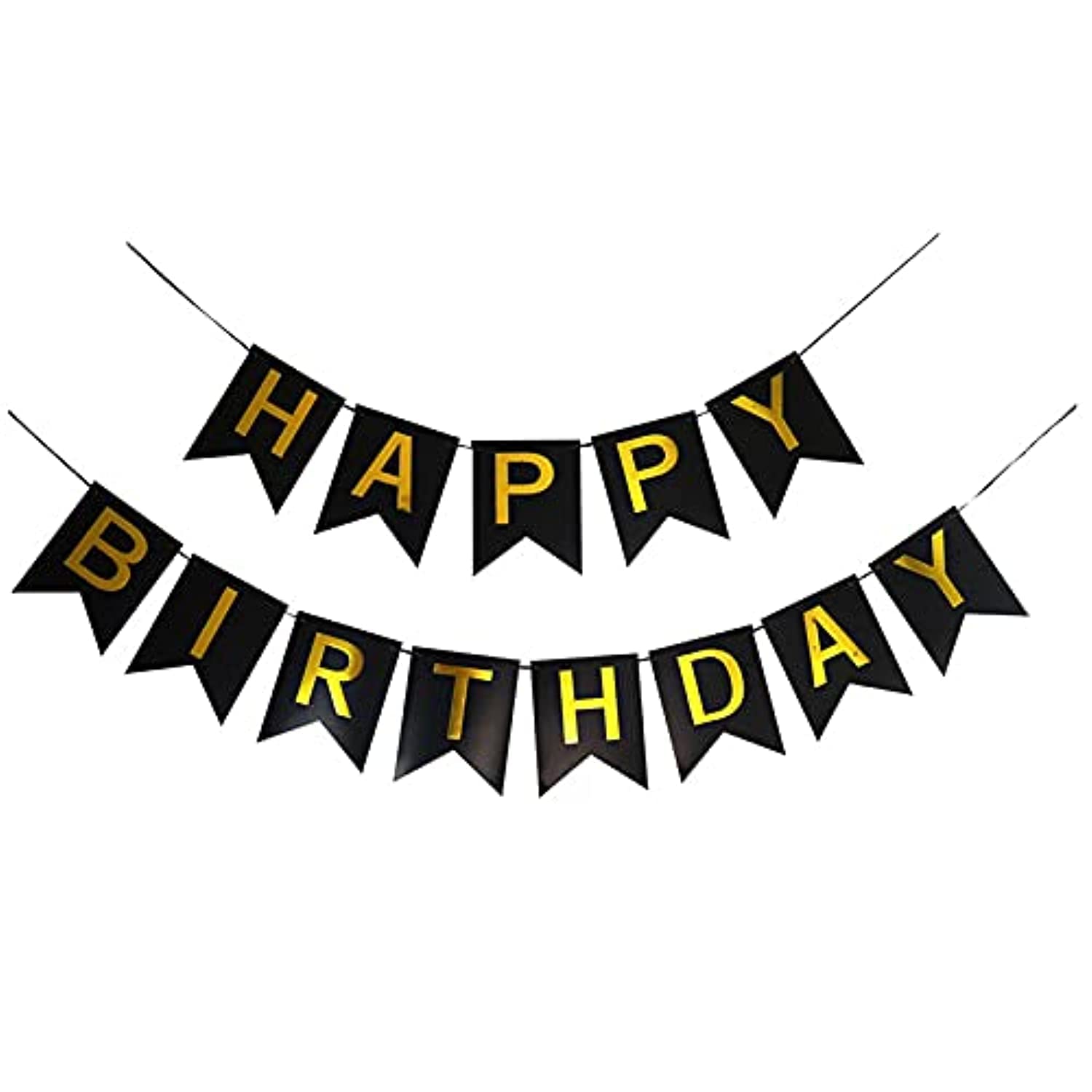HIGHLAND Black Happy Birthday Banner – Birthday Banner Boy Girl Men Women – Birthday Party Decoration - Party Supplies – Kid’s Party Banners