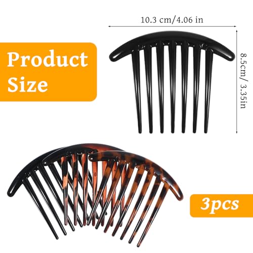 Set de 3 Peines Franceses para Mujer, Negro, Gris y Marrón miniatura 3