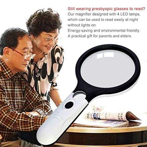 Image of Handheld Magnifier, Reading Magnifying Glass Lens Jewelry Loupe, Book and Newspaper Reading, Insect and Hobby Observation, Classroom Science Magnifier Glass with Light
