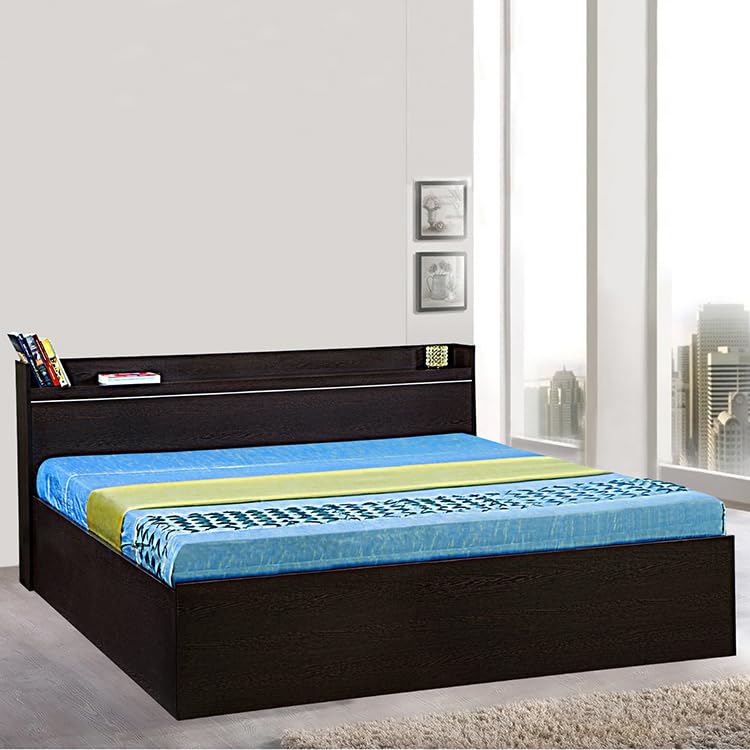 Image of DELITE KOM Plum Engineered Wood Queen Box Bed (Finish Color Flowery Wenge Delivery Condition Knockdown)