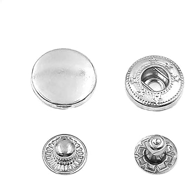 50 Sets Metal Snap Fasteners Snaps Button Press Studs Sewing Button,Silver,20mm831