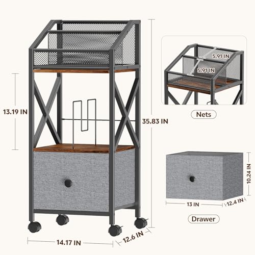 Portin Rolling Vinyl Record Storage Cart, 3 Tier LP Organizer Rack - image 2