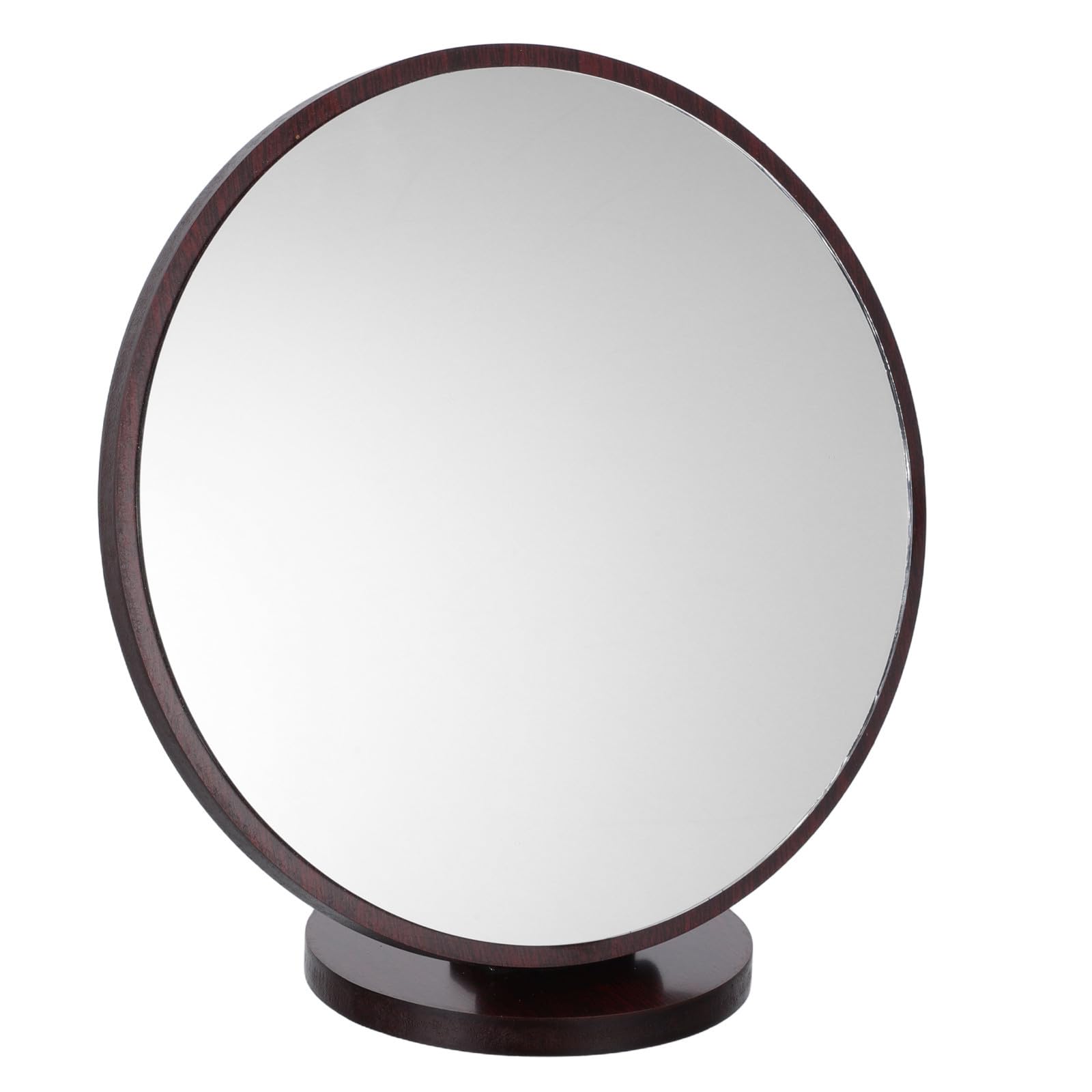 Miroir de bureau rond 20 cm en bois massif de noyer style retro pour coiffeuse