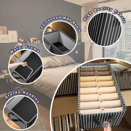 Image of CoolLeaf SB-S2 Wardrobe Organizer for Clothes with Metal Frame, Extra Large Clothes Organiser for Wardrobe, Durable 600D Oxford Fabric Cupboard Organizer for Clothes Pants Shirt Saree(27Ltr*2, Stripe)