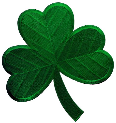 Large Green Irish Clover Embroidered Patch Lucky Shamrock Iron-On Ireland Emblem
