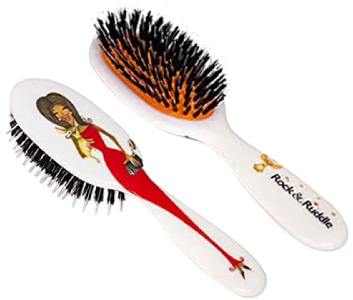 Rock & Ruddle Natural Mixed Boar Bristle Hair Brush for Women and Kids (Small/Travel Size, 17.5cm) - Perfect for Wet or Dry Hair, Detangling Smoothing