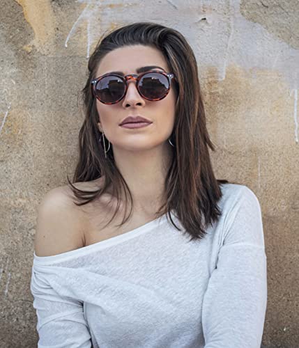 Image of EYLRIM Classic Polarized Round Sunglasses for Women Men Vintage Style Lightweight Circle Frame Sun Glasses