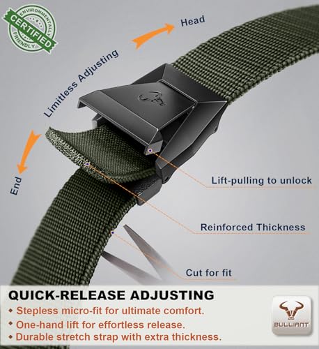 Image of BULLIANT Men Tractical Belt,Stretch Western Rigger Web Belt For Cowboy Military Heavy Duty Hiking Hunting 1.5 inch-Cut For Fit