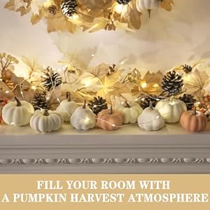 17 pcs white pumpkins kit fake pumpkins with maple leaves pine cones berries acornsthanksgiving decorations indoor for fall home farmhouse harvest thanksgiving table decor  urban country home decor