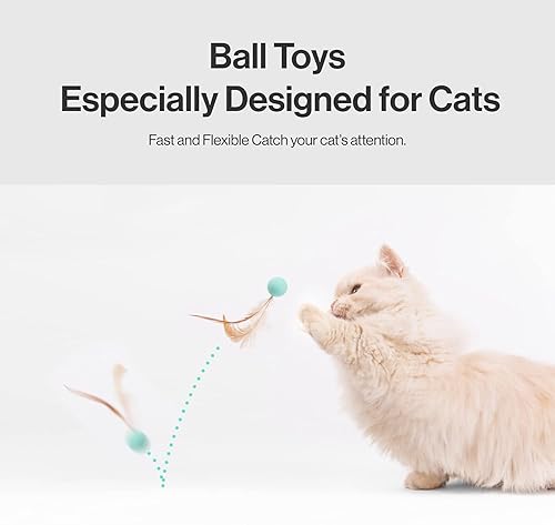 Miniatura 2 de Pelotas de juguete para gatos, resistentes a las mordeduras, pelotas hinchables con plumas de alto rebote para mascotas, juguetes interactivos para