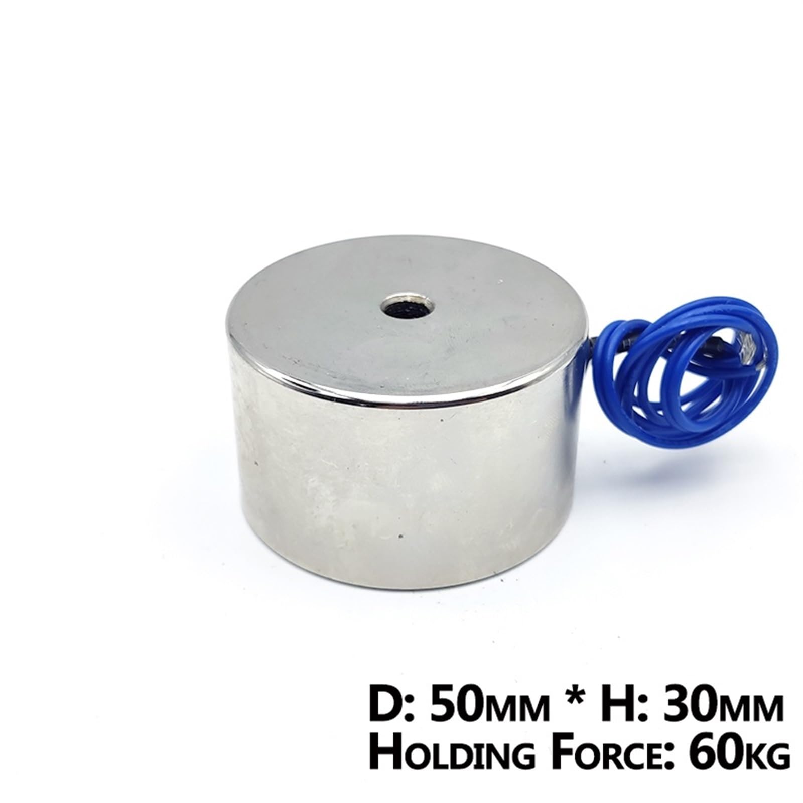 Elettromagnete 50/30 DC 6 V 12 V 24 V magneti elettrici cilindrici 60 kg/600 N ventosa solenoide elettromagnetica forte 1 pezzo (DC 12 V)