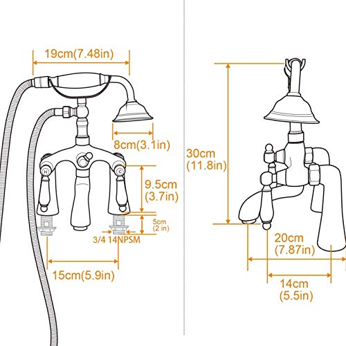 Mitigeur de salle de bain vintage avec douchette et double commande - 6