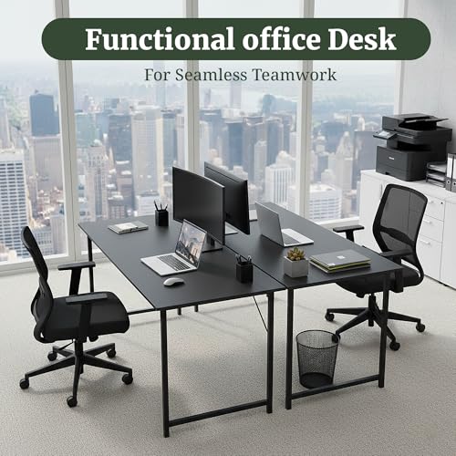 SageNest Computer Desk 63 Inch, Simple Large Home Office Desk Study Writing Table, Sturdy Metal Frame, Scratch-Resistant MDF Desktop for Bedroom Dorm Workspace, Black - Thumbnail 7