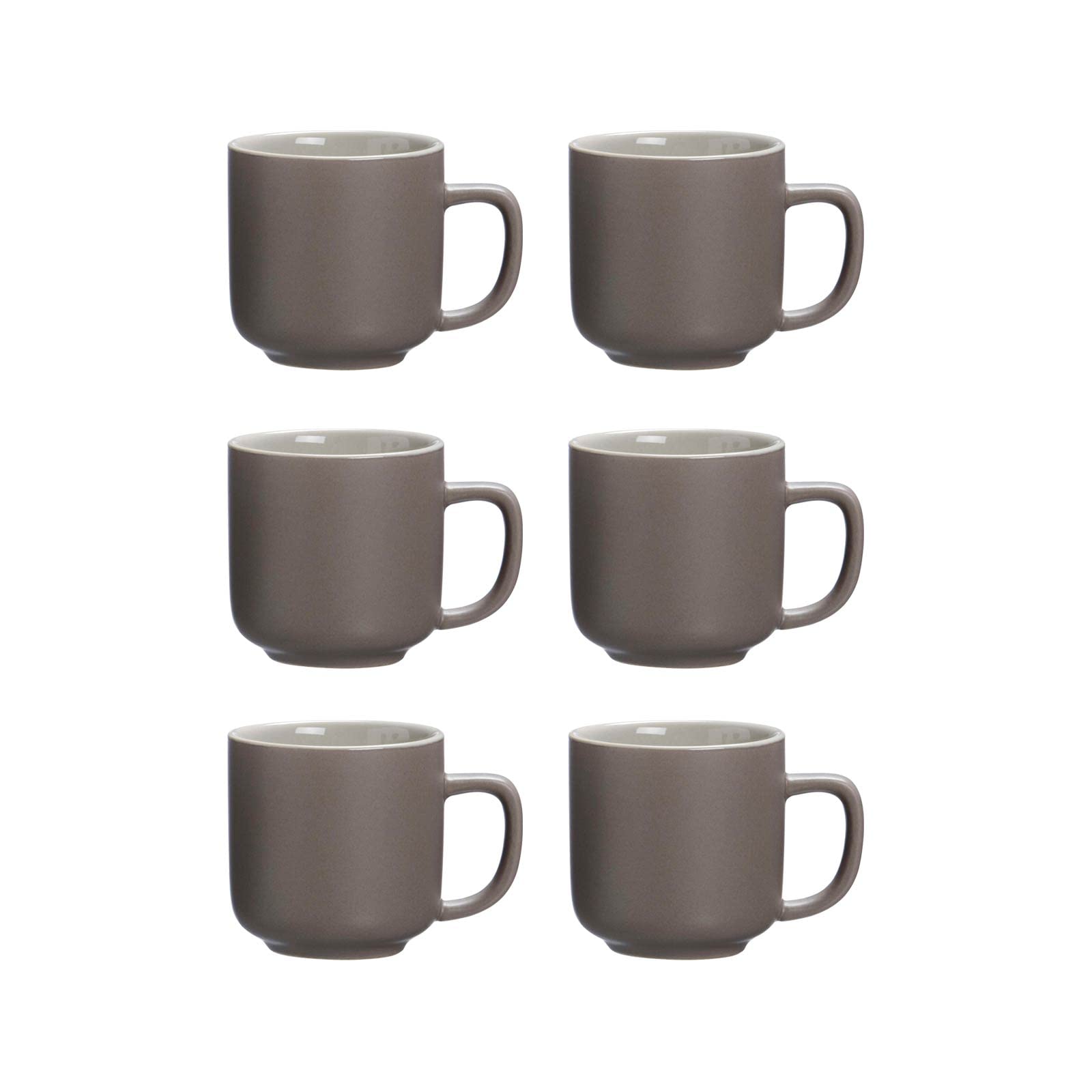 Ritzenhoff & Breker Set di 6 tazze da caffè Jasper, tortora, 100 ml, tazze da moca in gres, soft touch e smalto opaco