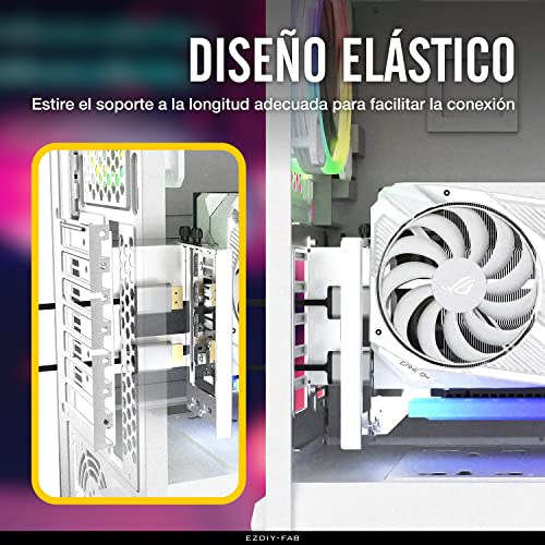 EZDIY-FAB Vertical PCIe 4.0 GPU Mount Bracket Soporte de Tarjeta Gráfica con Módulo LED ARGB de 5V 3 Pines. Kit de Soporte VGA con Cable PCIe 4.0 X16 Gen4 de 17 cm / 6.69in Ángulo Recto-Blanco - imagen 5