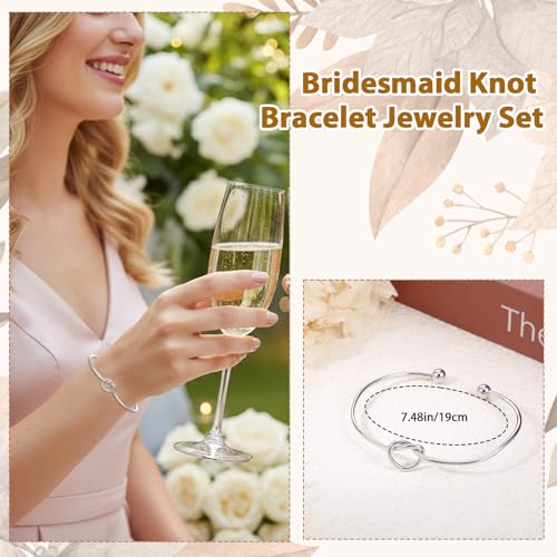 4 Pcs Sliver Bridesmaid Gifts Knot Bracelets for Women Wedding Party Favors by HrEtngiz - Used condition - Image 2